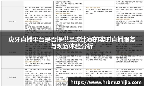 虎牙直播平台是否提供足球比赛的实时直播服务与观赛体验分析